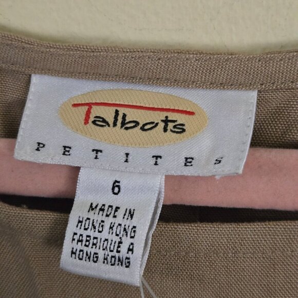 Talbots NWT Vintage Tan Linen Blend Sleeveless Lagonlook Midi Dress Size 6p - Picture 6 of 7